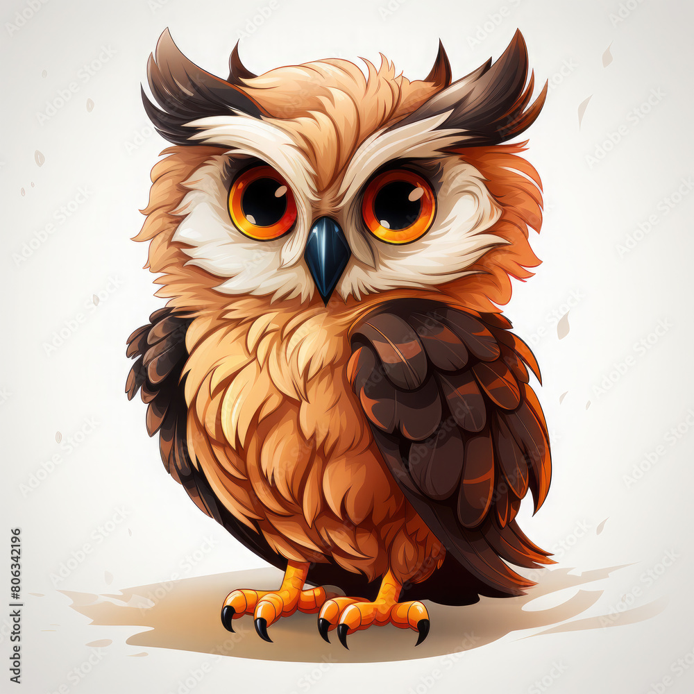 Obraz premium Watercolor Willow owl, clipart Illustration, Generative Ai