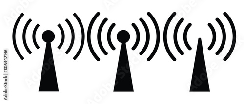 Signal tower icon, wireless technology network sign, antenna wave radio vector illustration .eps10.