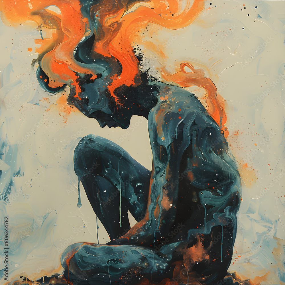 Obraz premium portrait of a woman with postpartum depression
