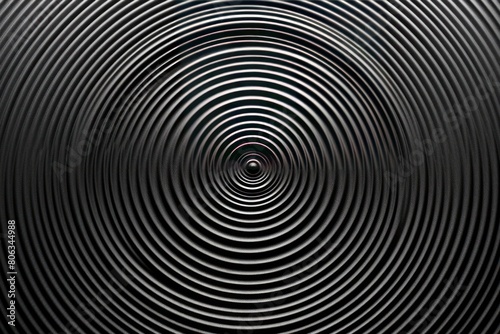 Black thin concentric rings or circles fading out background wallpaper banner flat lay top view from above on white background with copy space blank 