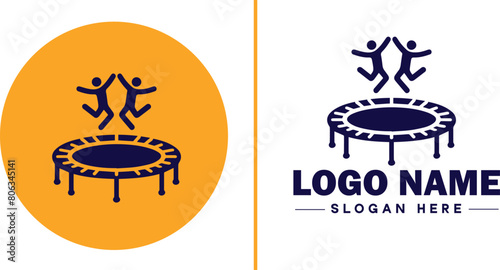 trampoline icon Bounce mat Springboard Jumping pad flat logo sign symbol editable vector