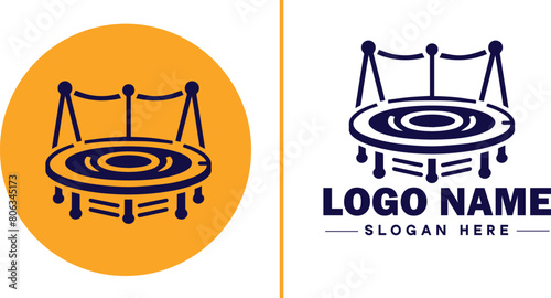 trampoline icon Bounce mat Springboard Jumping pad flat logo sign symbol editable vector