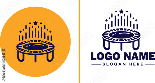 trampoline icon Bounce mat Springboard Jumping pad flat logo sign symbol editable vector