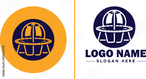 trampoline icon Bounce mat Springboard Jumping pad flat logo sign symbol editable vector