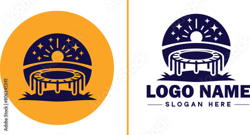 trampoline icon Bounce mat Springboard Jumping pad flat logo sign symbol editable vector