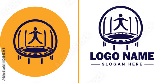 trampoline icon Bounce mat Springboard Jumping pad flat logo sign symbol editable vector