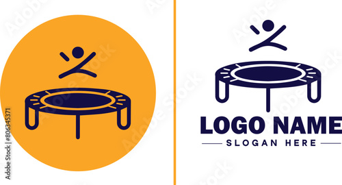 trampoline icon Bounce mat Springboard Jumping pad flat logo sign symbol editable vector