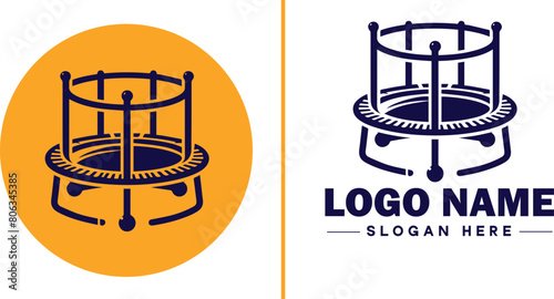 trampoline icon Bounce mat Springboard Jumping pad flat logo sign symbol editable vector