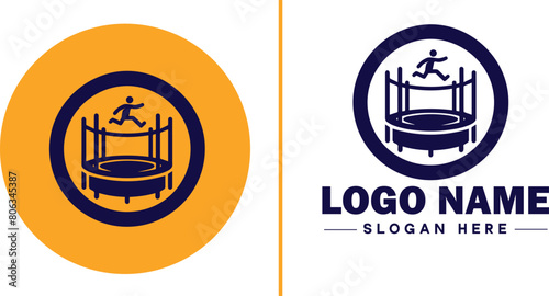 trampoline icon Bounce mat Springboard Jumping pad flat logo sign symbol editable vector