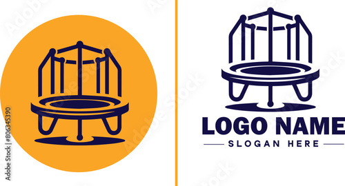 trampoline icon Bounce mat Springboard Jumping pad flat logo sign symbol editable vector