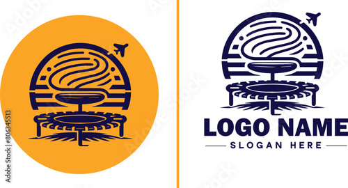 trampoline icon Bounce mat Springboard Jumping pad flat logo sign symbol editable vector