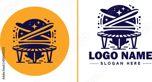 trampoline icon Bounce mat Springboard Jumping pad flat logo sign symbol editable vector
