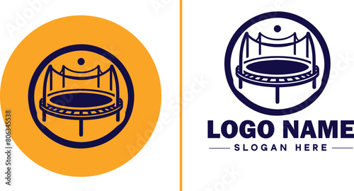 trampoline icon Bounce mat Springboard Jumping pad flat logo sign symbol editable vector