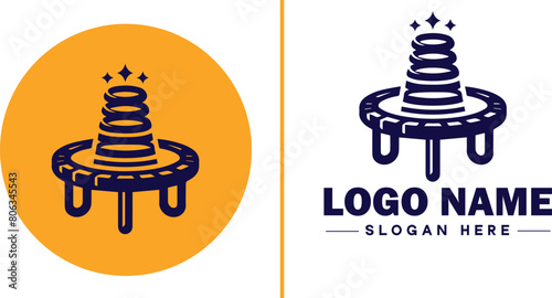 trampoline icon Bounce mat Springboard Jumping pad flat logo sign symbol editable vector