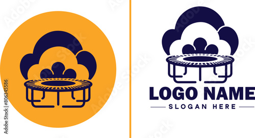 trampoline icon Bounce mat Springboard Jumping pad flat logo sign symbol editable vector