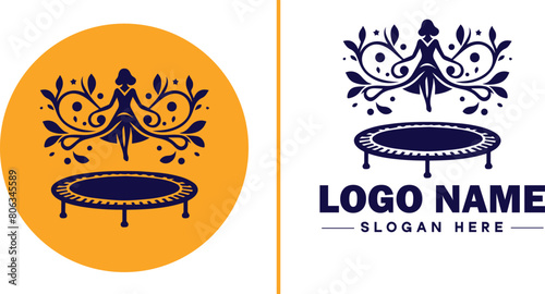 trampoline icon Bounce mat Springboard Jumping pad flat logo sign symbol editable vector