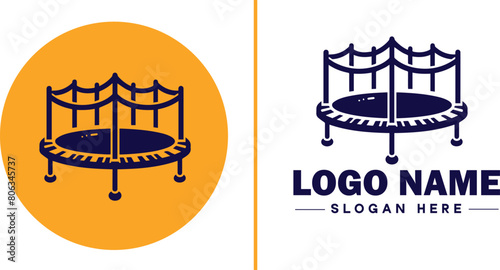 trampoline icon Bounce mat Springboard Jumping pad flat logo sign symbol editable vector