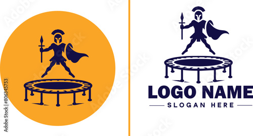 trampoline icon Bounce mat Springboard Jumping pad flat logo sign symbol editable vector