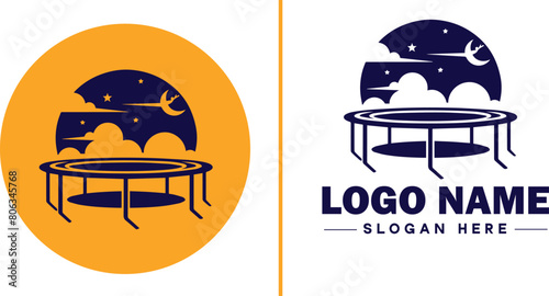 trampoline icon Bounce mat Springboard Jumping pad flat logo sign symbol editable vector