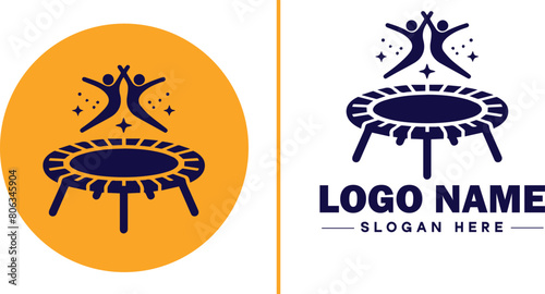 trampoline icon Bounce mat Springboard Jumping pad flat logo sign symbol editable vector