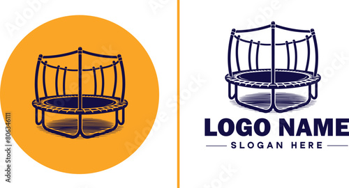 trampoline icon Bounce mat Springboard Jumping pad flat logo sign symbol editable vector