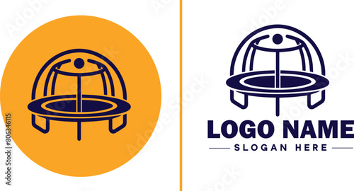trampoline icon Bounce mat Springboard Jumping pad flat logo sign symbol editable vector