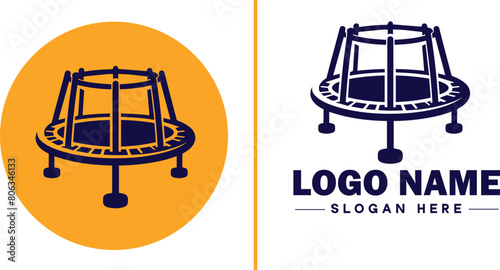 trampoline icon Bounce mat Springboard Jumping pad flat logo sign symbol editable vector