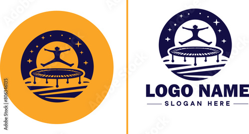 trampoline icon Bounce mat Springboard Jumping pad flat logo sign symbol editable vector