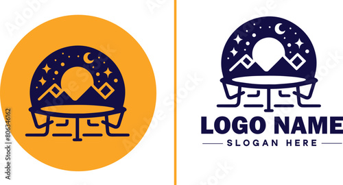 trampoline icon Bounce mat Springboard Jumping pad flat logo sign symbol editable vector