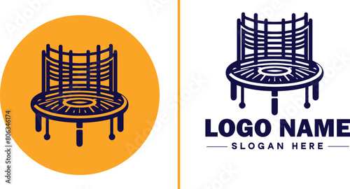 trampoline icon Bounce mat Springboard Jumping pad flat logo sign symbol editable vector
