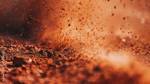 Clouds of dust from racing cars on desert