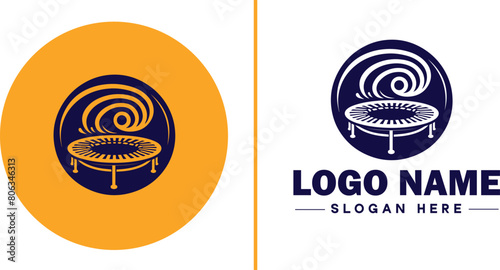 trampoline icon Bounce mat Springboard Jumping pad flat logo sign symbol editable vector