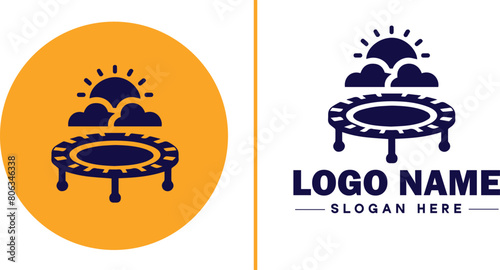 trampoline icon Bounce mat Springboard Jumping pad flat logo sign symbol editable vector
