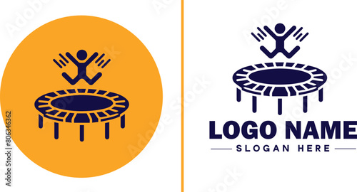 trampoline icon Bounce mat Springboard Jumping pad flat logo sign symbol editable vector