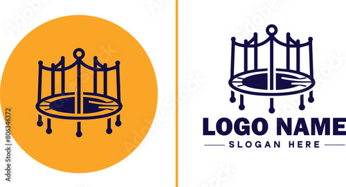 trampoline icon Bounce mat Springboard Jumping pad flat logo sign symbol editable vector