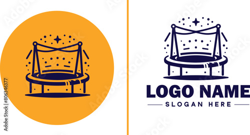 trampoline icon Bounce mat Springboard Jumping pad flat logo sign symbol editable vector