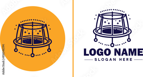 trampoline icon Bounce mat Springboard Jumping pad flat logo sign symbol editable vector