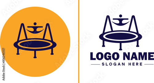 trampoline icon Bounce mat Springboard Jumping pad flat logo sign symbol editable vector