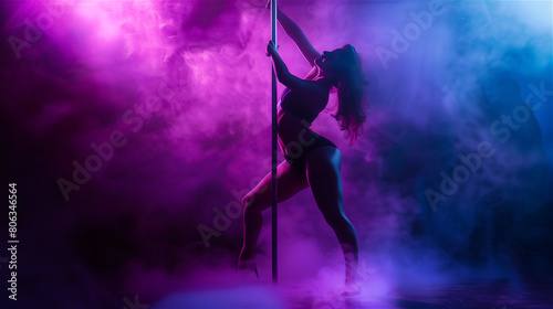 Obraz na płótnie Woman dancing in the nightclub, pole dance. w salonie