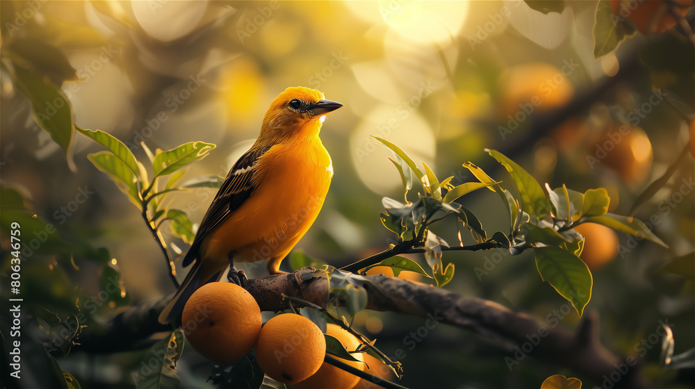 Oriole on the branch.