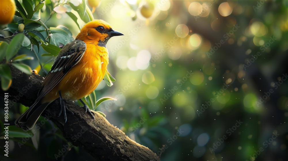 Oriole on the branch.