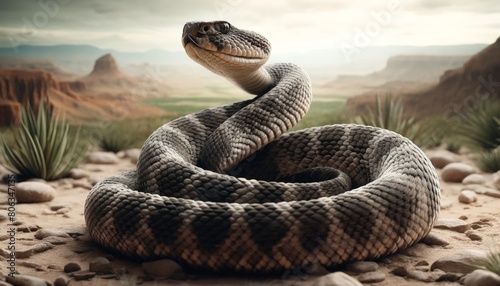 Coiled Diamondback Rattlesnake