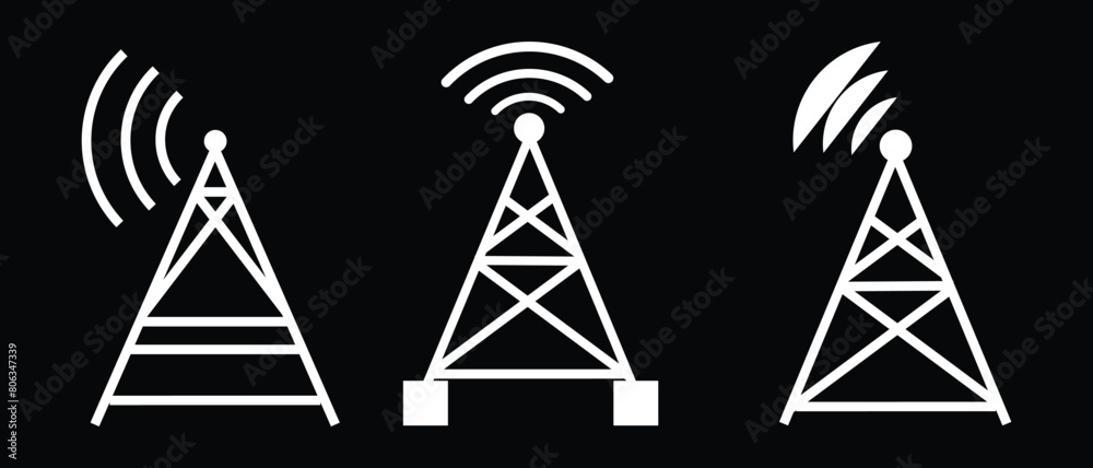 Communication Tower, in line design. Radio tower, telecommunication, signal, broadcasting, cellular tower, antenna vector. Communication Tower editable stroke icon. Eps 10. Communication Tower, in line design. Radio tower, telecommunication, signal, broadcasting, cellular tower, antenna vector. Communication Tower editable stroke icon. Eps 10.
