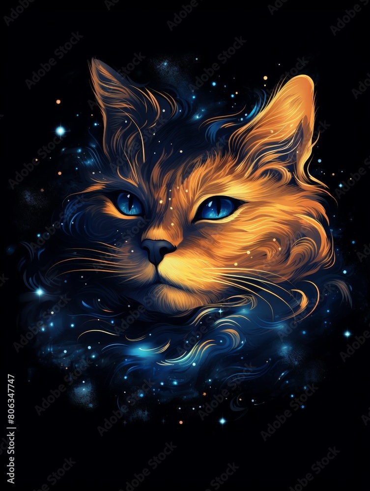 Dreamy Cat Illustration