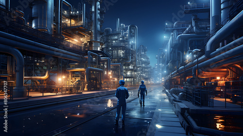 power plant at night