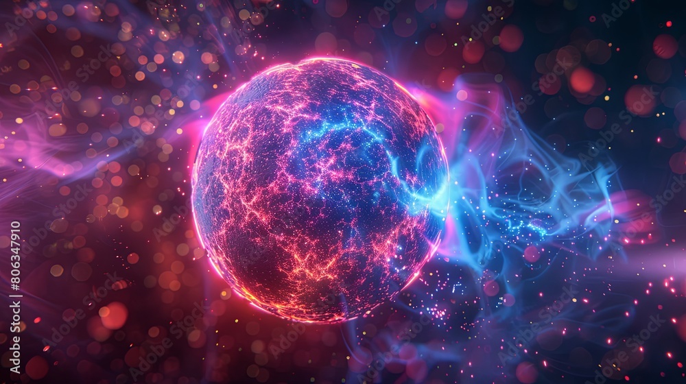 Fototapeta premium Energy particle sphere wallpaper background 