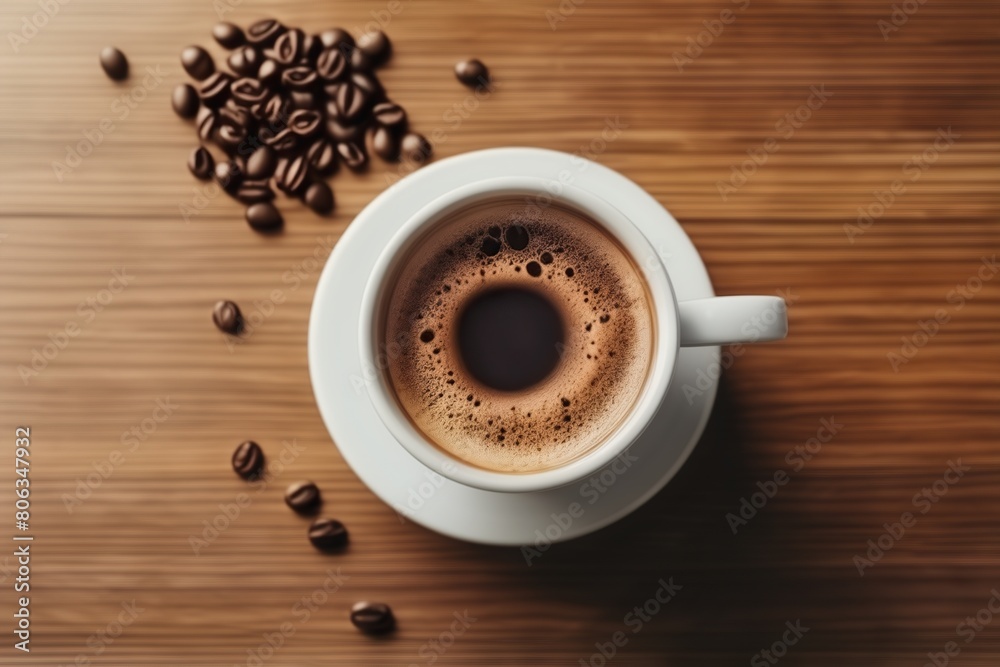 Aromatic Morning Brew Close-up of Fresh Coffee in White Cup Aromatic Morning Brew Close-up of Fresh Coffee in White Cup