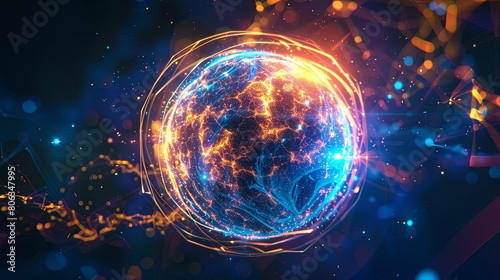 Energy particle sphere wallpaper background