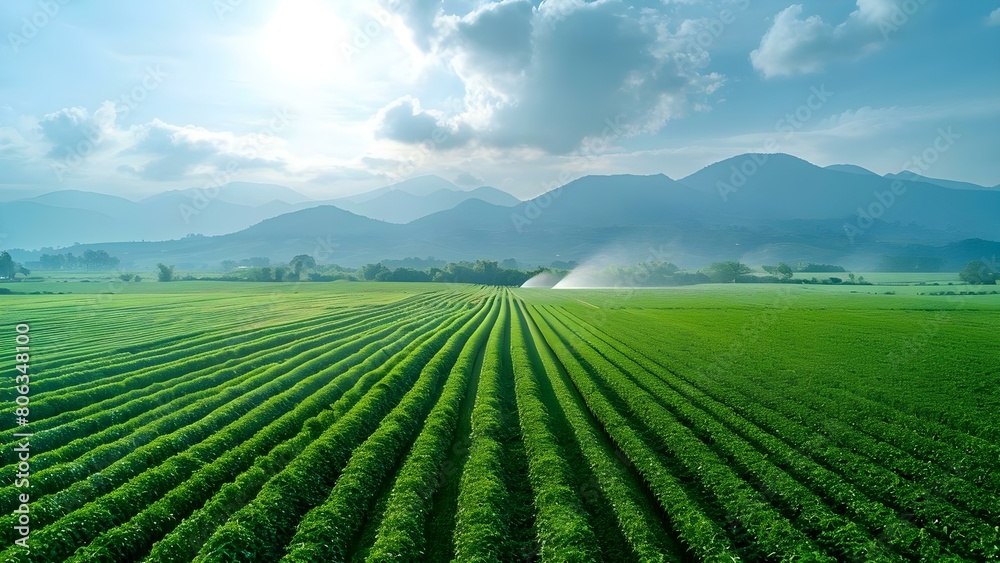 Optimizing Water Use in Agriculture with Efficient Precision Irrigation Systems. Concept Water Use Efficiency, Precision Irrigation, Agricultural Technology, Sustainable Farming Practices,
