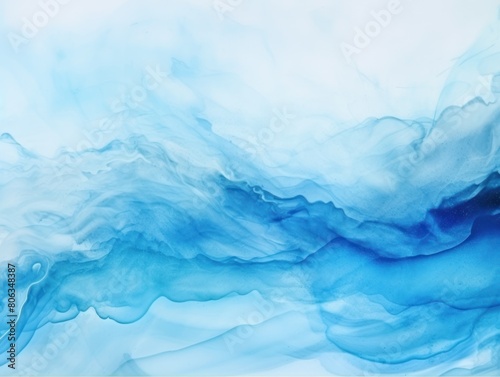 Blue background abstract water ink wave, watercolor texture blue and white ocean wave web, mobile graphic resource for copy space text backdrop 